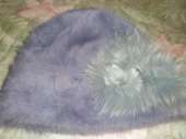 Новая,женская шапка,ангорка,с цветком-украшением,серо-голубой цвет.. Одежда - Покупка/Продажа